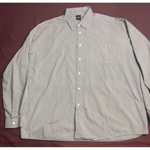 boss button down shirt Brown Stripes, Cream Shirt Size (4)‎